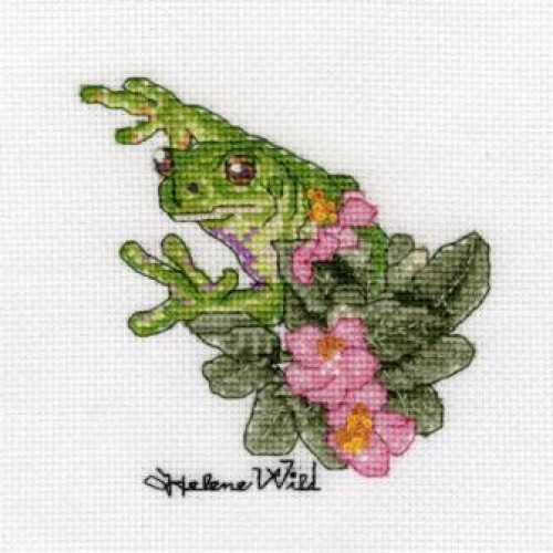 Frog cross stitch kit by Helene Wild
